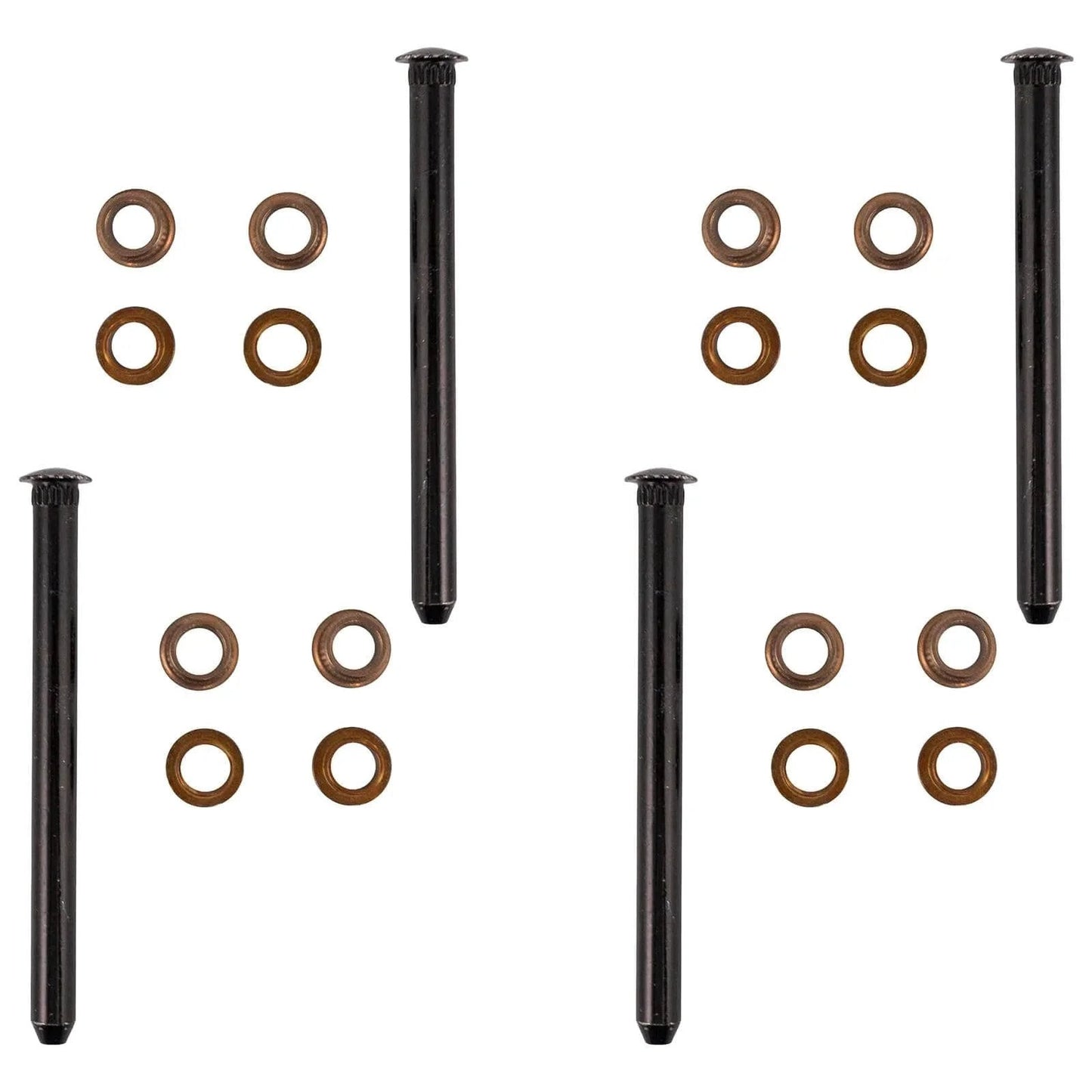 Set Of 4 Door Hinge Pin And Bushing Kits For General Motors Vehicles Replacement Parts For GM Cars And Trucks, laid out.