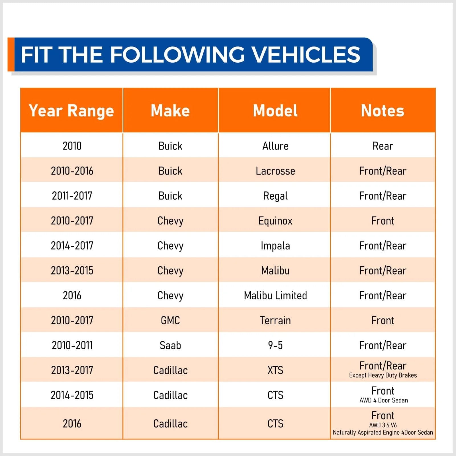 Compatibility chart for 513288 Front or Rear Wheel Hub Bearing Assembly Pair showing vehicle makes and models.