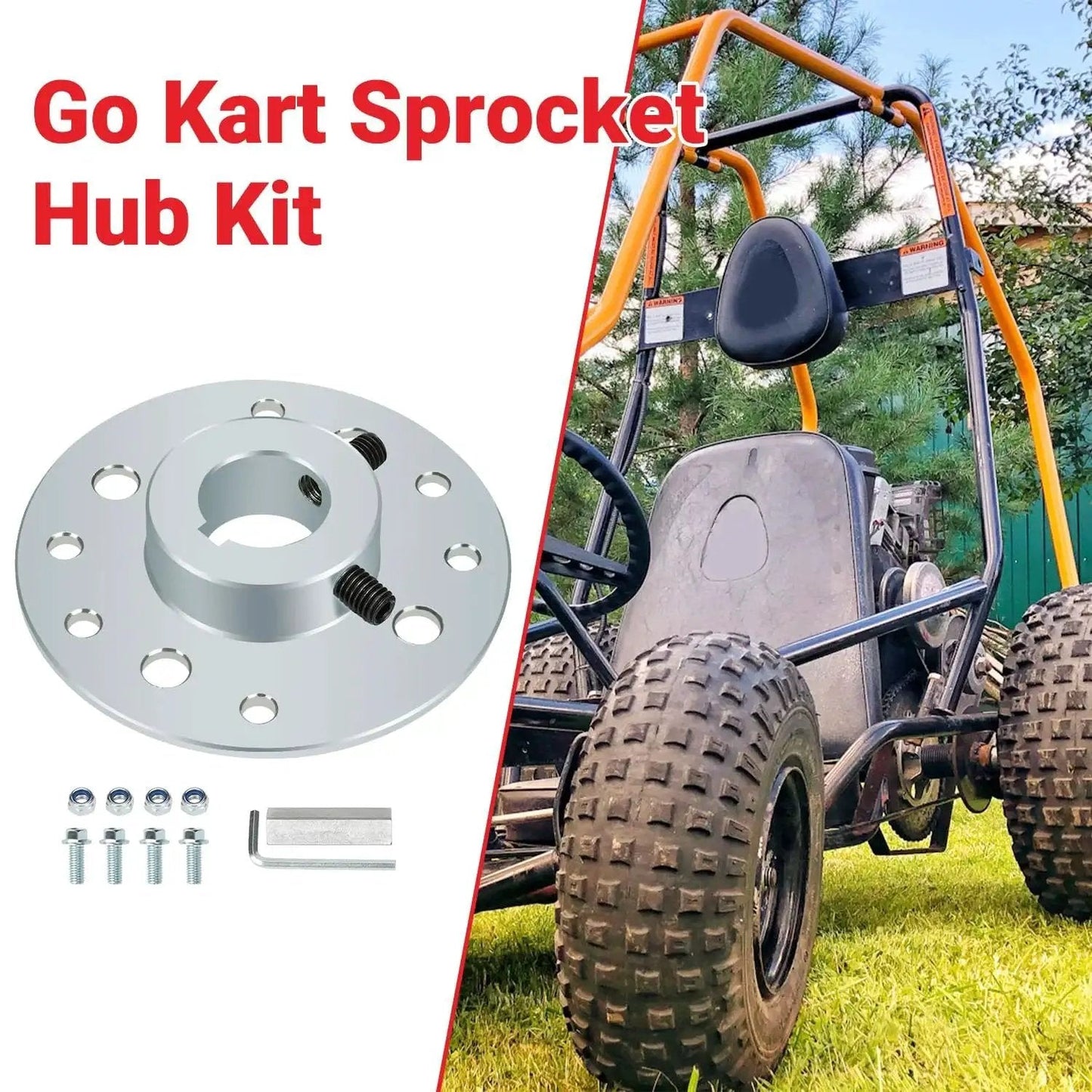 Rear Steel Sprocket Drum Brake Hub With One Inch Bore And One Quarter Inch Keyway Plus Hardware Kit For Predator 212cc And 196cc Go Karts Drift Trikes And Dune Buggies