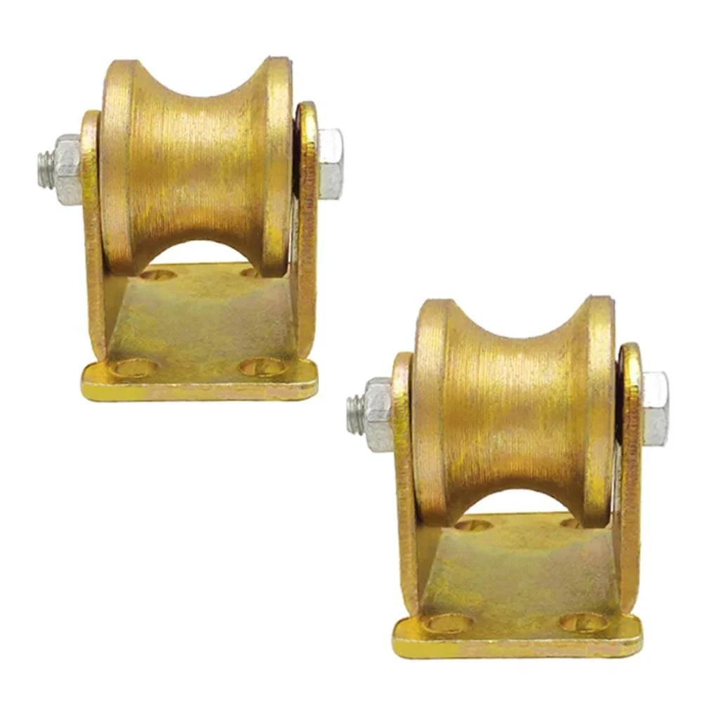 Gold 2pc Heavy Duty Rigid Wheels with Double Bearing for Industrial Machines, Pulley Wheel, 60mm diameter, for sliding doors and gates.
