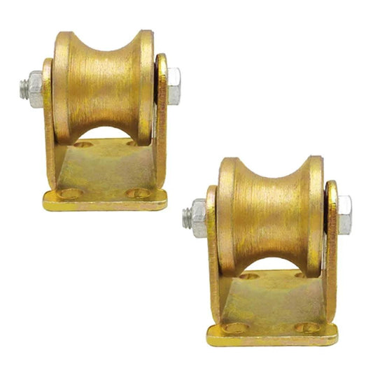 Gold 2pc Heavy Duty Rigid Wheels with Double Bearing for Industrial Machines, Pulley Wheel, 60mm diameter, for sliding doors and gates.