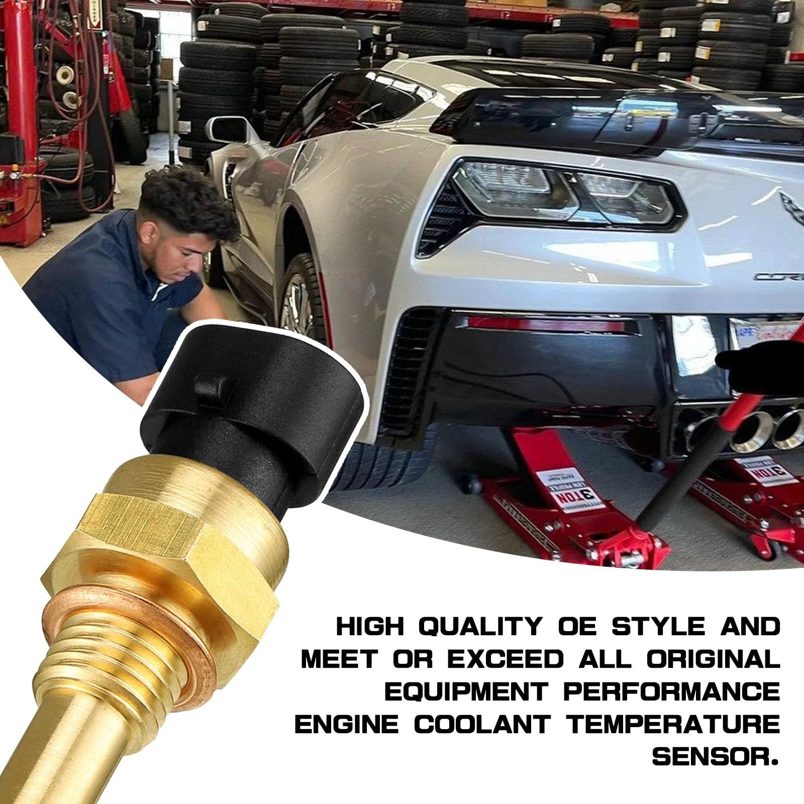 Gold Engine Coolant Temperature Sensor For Chevy GMC Cadillac Buick ECT Temp Sensor Replacement OEM 12608814 15404280 close-up