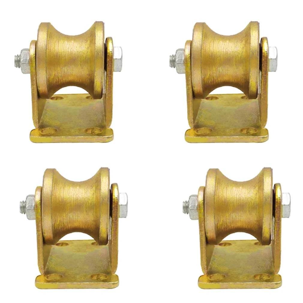 Pulley,Pulley Wheel, 4pc Heavy Duty Rigid Wheels,Sheave Directional Track Roller,Double Bearing,Gold,for Industrial Machines