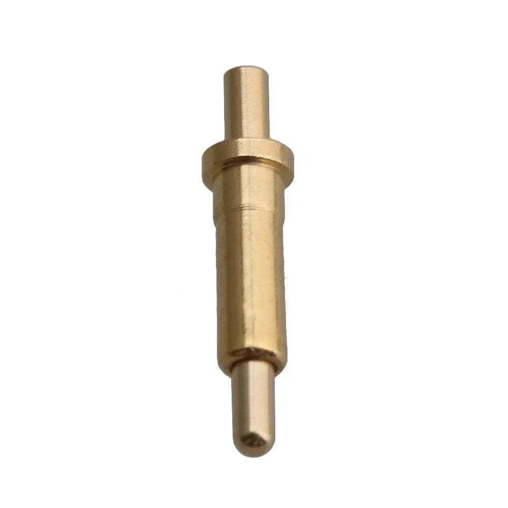 Single 100Piece Gold Plated Spring Loaded Probe Thimble Pogo Pin 2mm Pin, gold-plated, 9.0mm length, close-up view