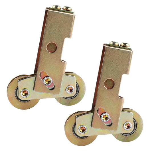 2 Pcs Gold Sliding Door Rollers With 1-1/4 Inch Tandem Wheels, Heavy-Duty Steel Ball Bearings and Rear Adjustment for Smooth Operation, Patio Door Roller Replacement for Glass or Screen Doors, Compatible With Aluminum Tracks and Vinyl Frames