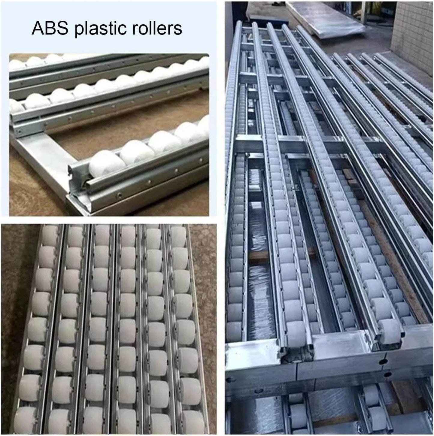 Light Duty Gravity Conveyor Slides With ABS Plastic Roller System And Stainless Steel Frame Two Slide 200 Cm Long