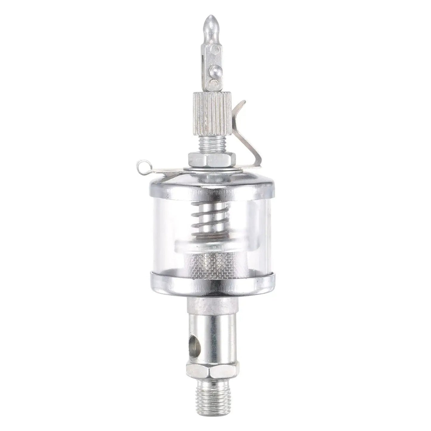 Industrial Oil Cup With Needle Valve Gravity Drip Feed Oiler For Precision Lubrication, 16ml Capacity, chrome-plated, front view