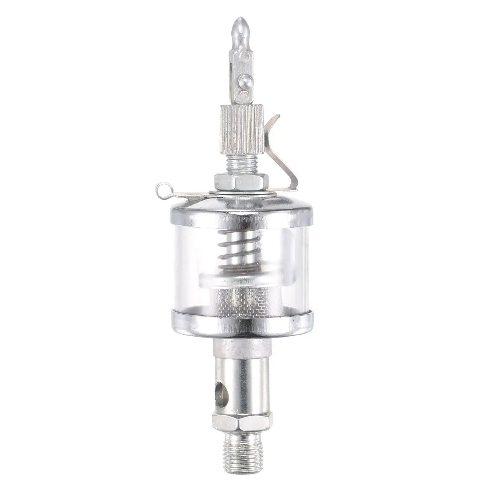 Industrial Oil Cup With Needle Valve Gravity Drip Feed Oiler For Precision Lubrication, 16ml Capacity, chrome-plated, front view