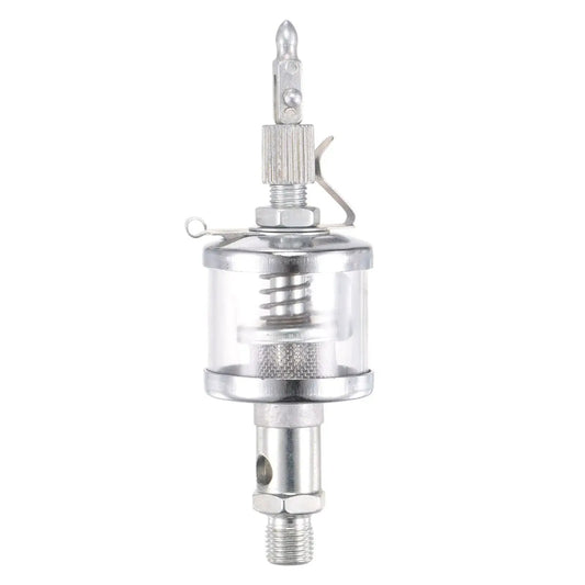 Industrial Oil Cup With Needle Valve Gravity Drip Feed Oiler For Precision Lubrication, 16ml Capacity, chrome-plated, front view