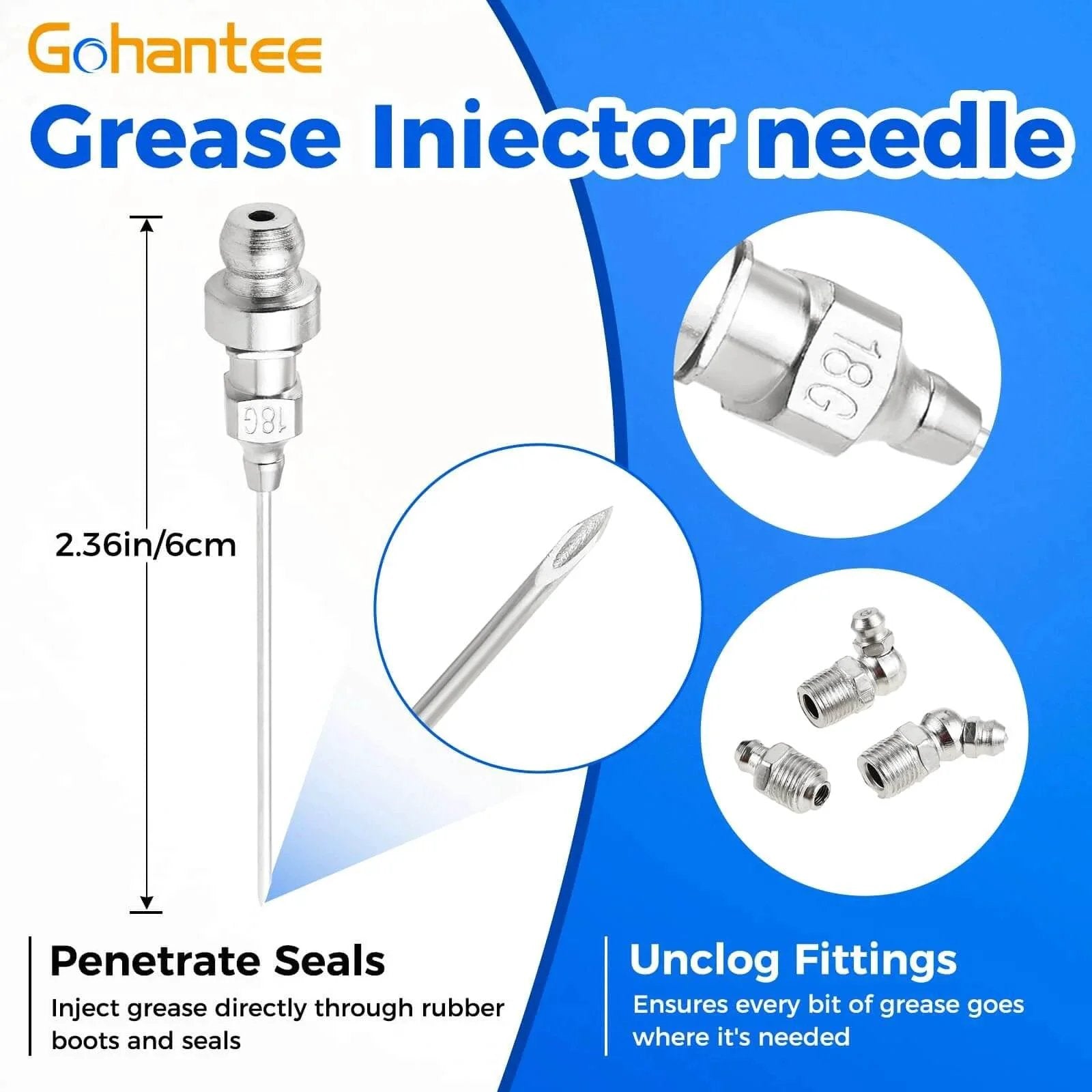 Grease Gun Accessory Kit With Double Handles Grease Coupler Recessed Fitting Adapter Zerk Fittings Needle Nozzles focus