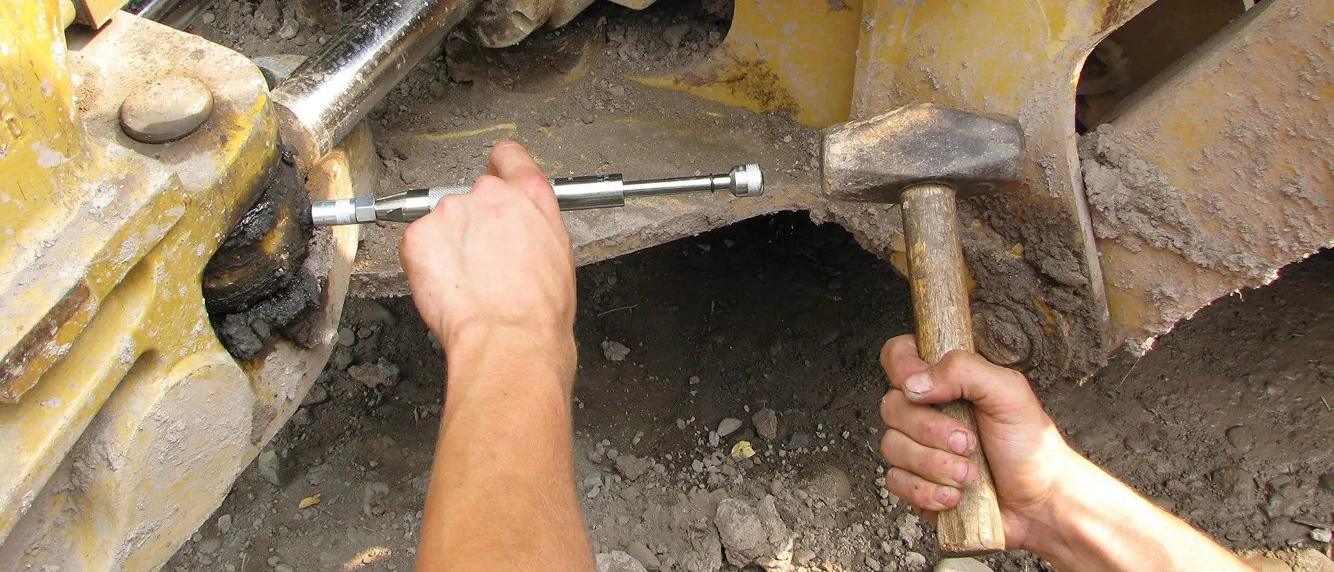 Grease Joint Rejuvenator Master Kit Large with Pro Model 7862 and Pocket Model 7864 in use on heavy equipment machinery