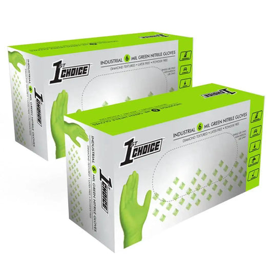 Green Nitrile Mechanic Gloves Raised Diamond Grip Latex Free Medium 200 Count in packaging