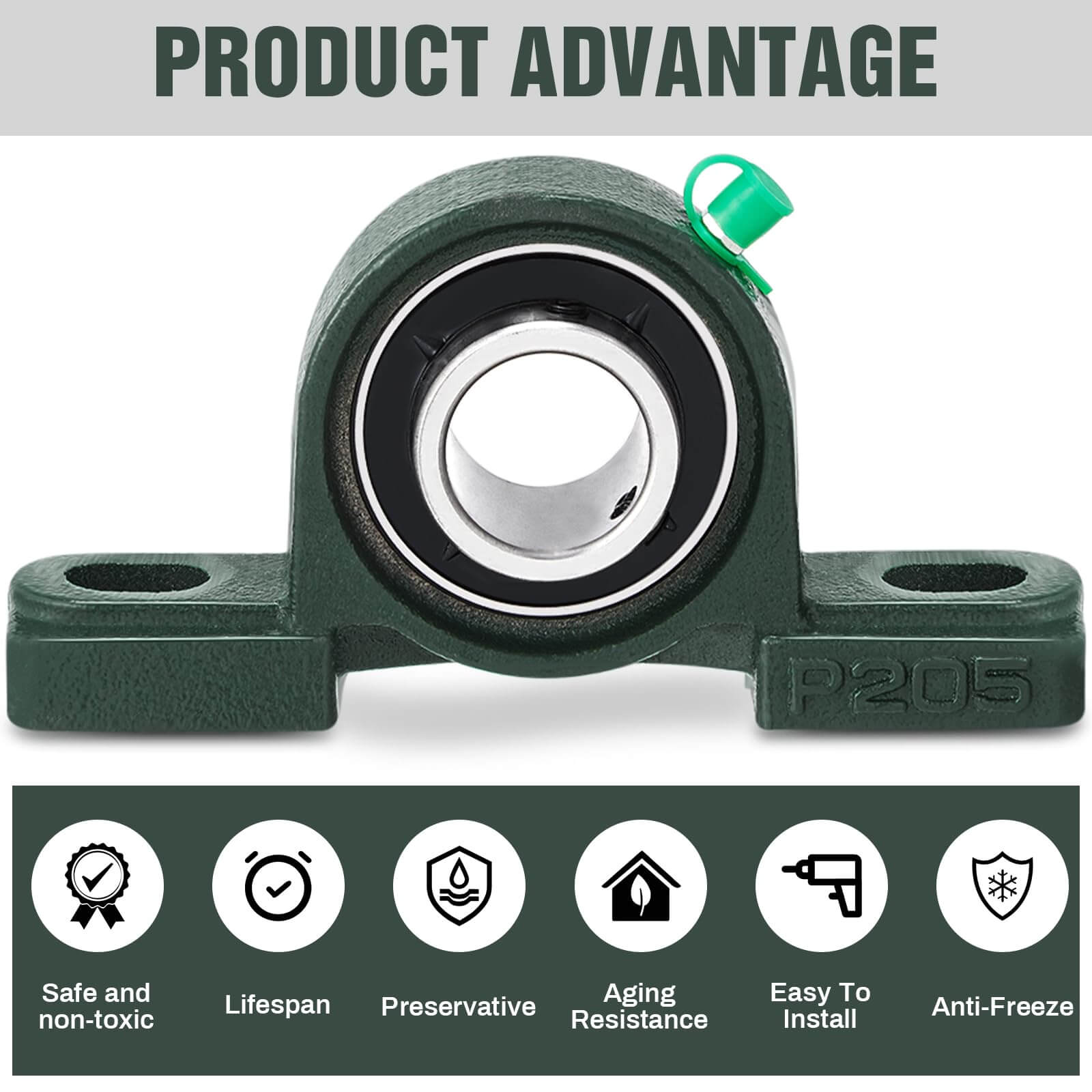 8 Pcs UCP205-16 Pillow Block Bearing with 1" Bore Flange Mounted Pillow Block Ball Bearing Self Alignment Cast Iron Housing Steel Unit for Industry, Green