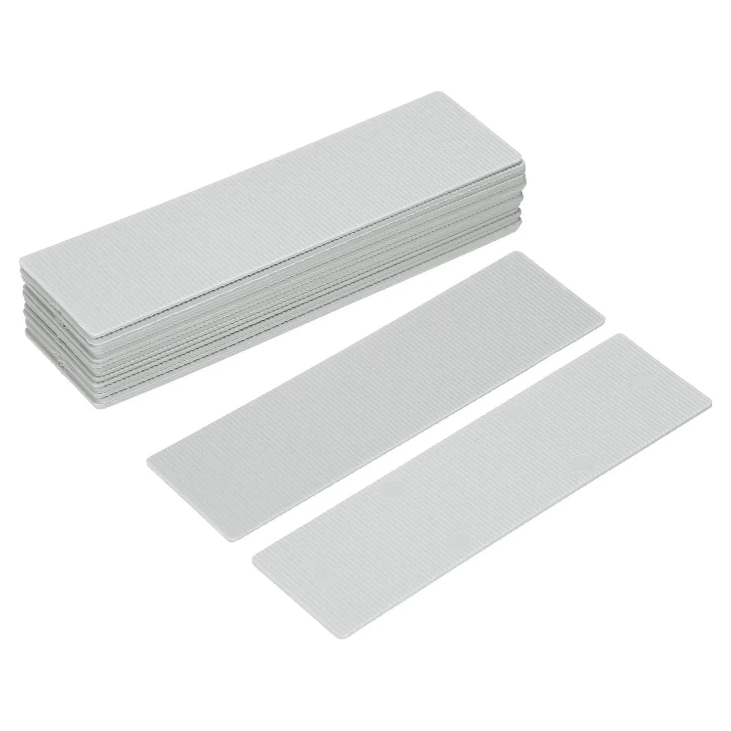 Stack of grey Twenty Pcs Plastic Flat Shims for Leveling One Millimeter One Thirty Second Inch Structural Tile Composite Shims