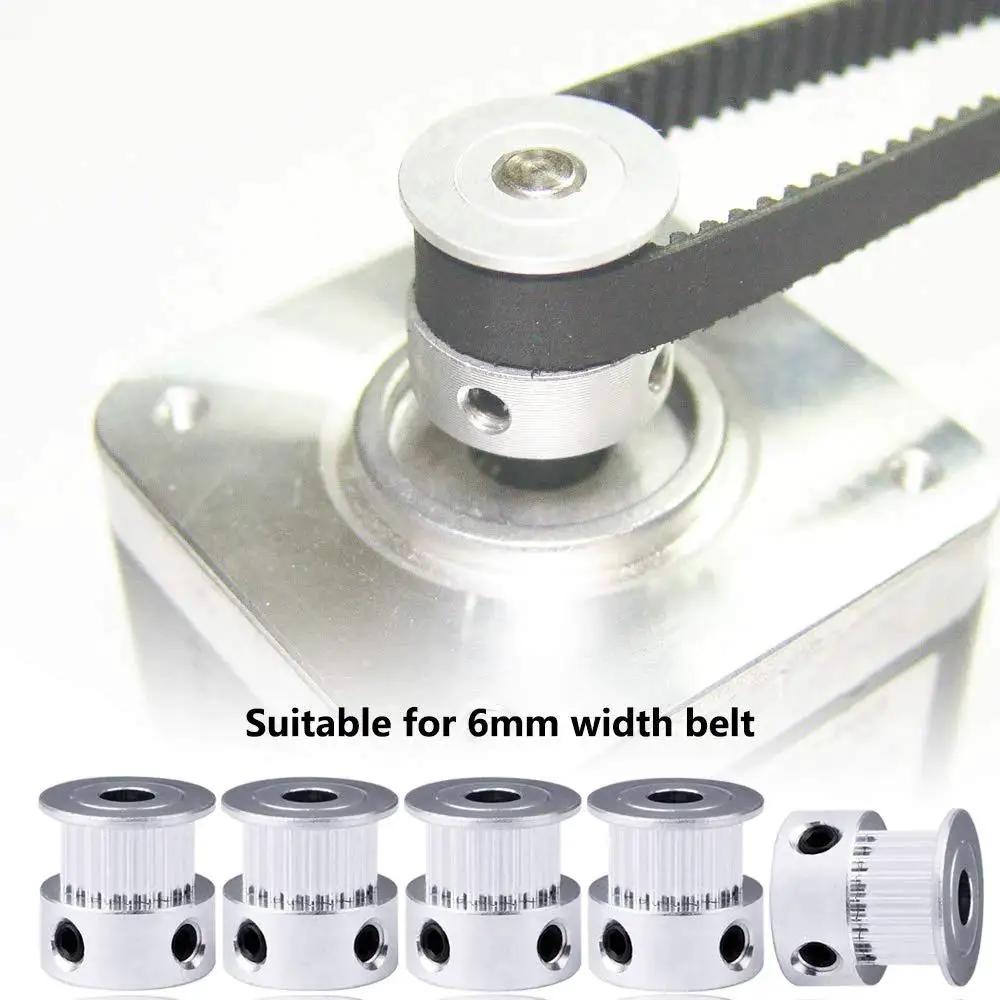 GT2 20-Tooth Aluminum Timing Pulley With 5mm Bore For 6mm Belt Width, shown installed on motor for RepRap Prusa i3 3D Printers
