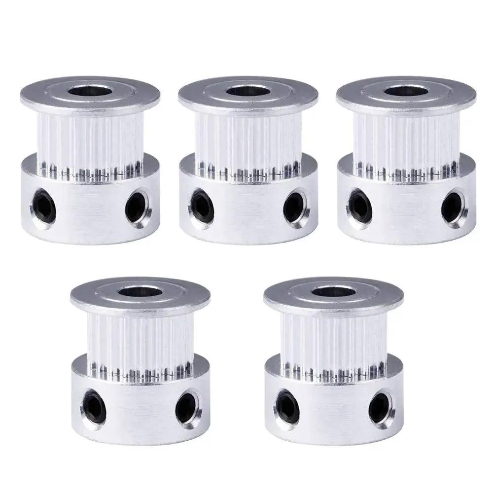 GT2 20-Tooth Aluminum Timing Pulley With 5mm Bore For 6mm Belt Width, Synchronous Wheel For RepRap And Prusa I3 3D Printers, Five Pulleys