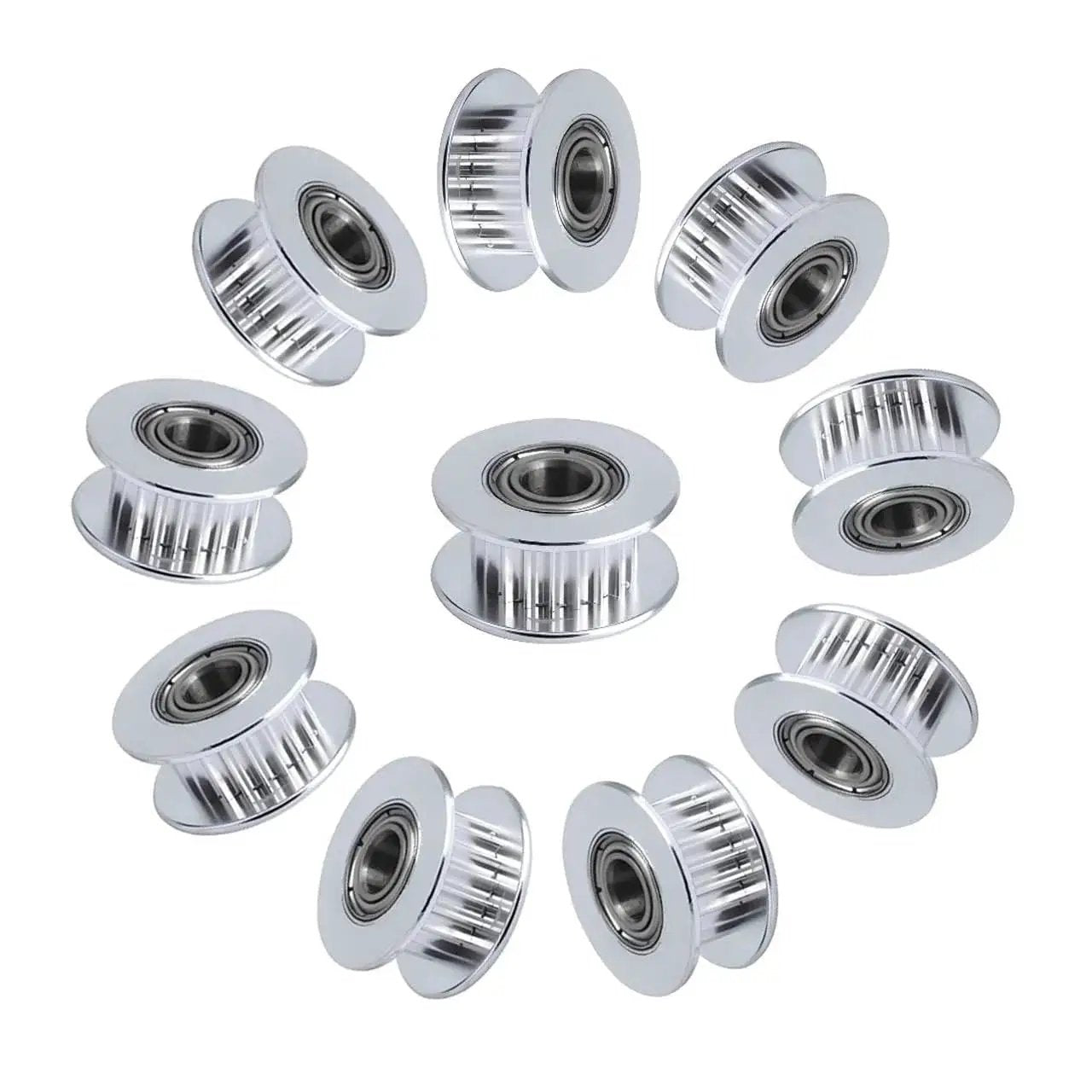 GT2 Idler Pulley 20 Teeth Bore 5mm Width 6mm For 3D Printer Aluminum With Oxidation Finished Surface Pack Of 10
