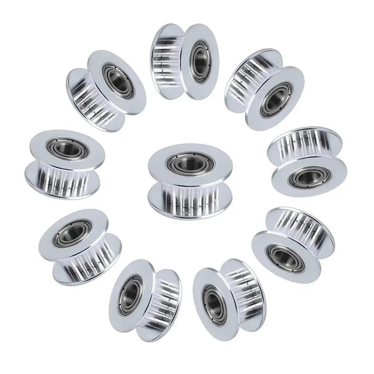 GT2 Idler Pulley 20 Teeth Bore 5mm Width 6mm For 3D Printer Aluminum With Oxidation Finished Surface Pack Of 10