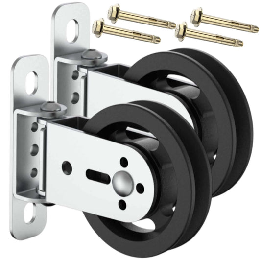Gym Pulley Blocks,3.46in/90mm Wall Mount Fixed Pulley Wheel Rotation 180 Degree,for Gym Pulley System, Gym Equipment, DIY Home Projects(2 Pcs)