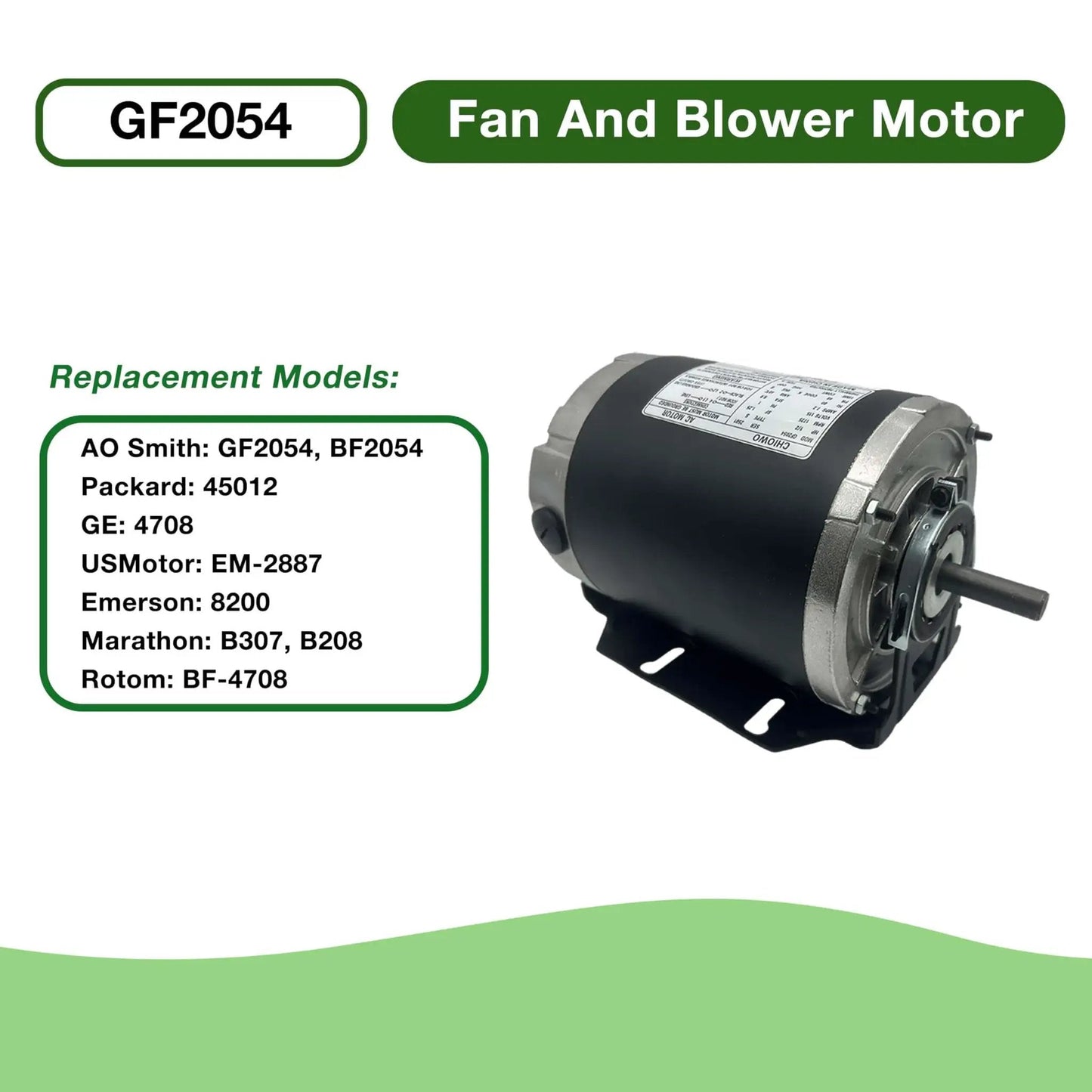 Half Horsepower Blower Motor For 115V HVAC Systems Belt Drive 1725 RPM 60 Hz 48 Frame 7.2A Reversible Rotation Replacement