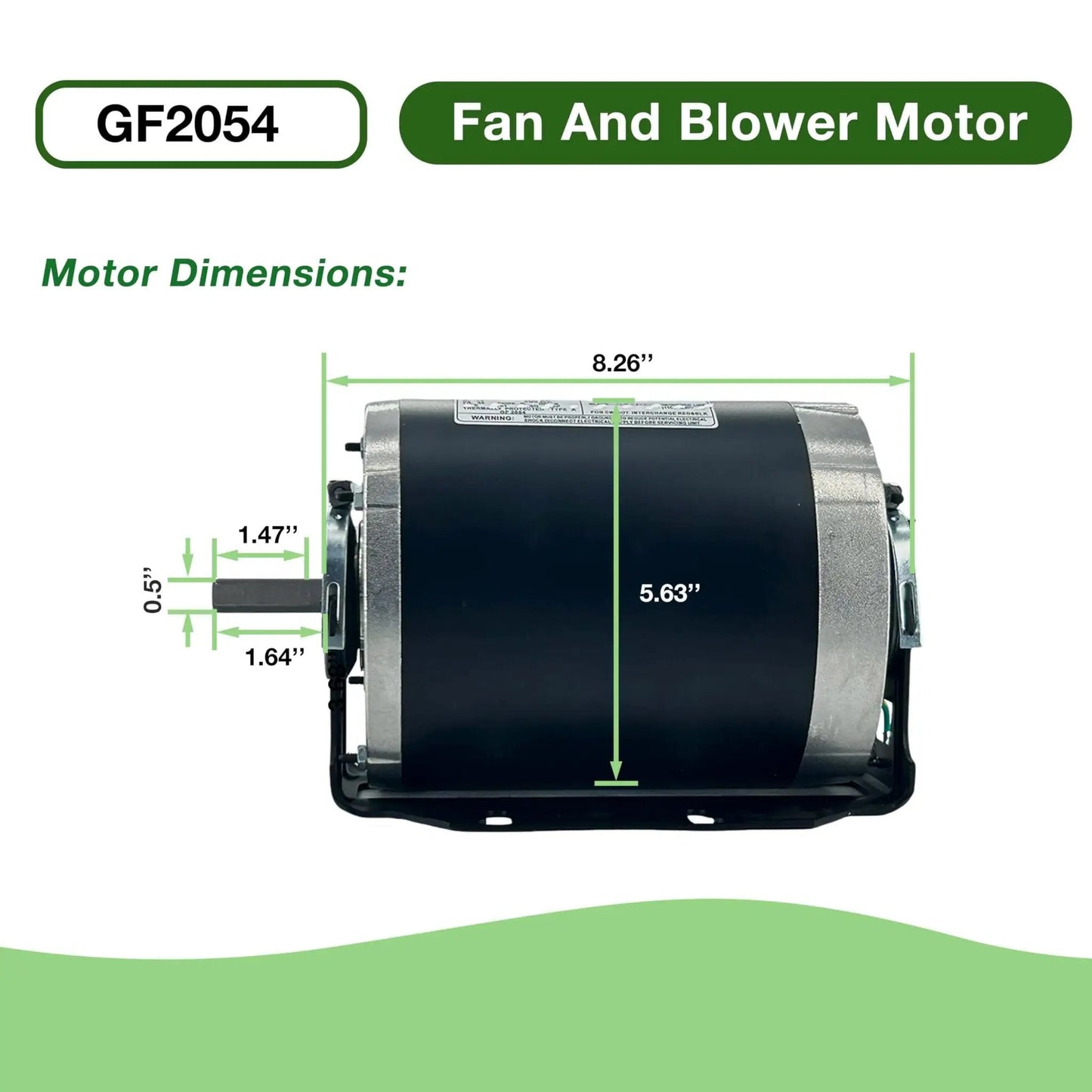 Half Horsepower Blower Motor For 115V HVAC Systems Belt Drive 1725 RPM 60 Hz 48 Frame 7.2A Reversible Rotation Replacement