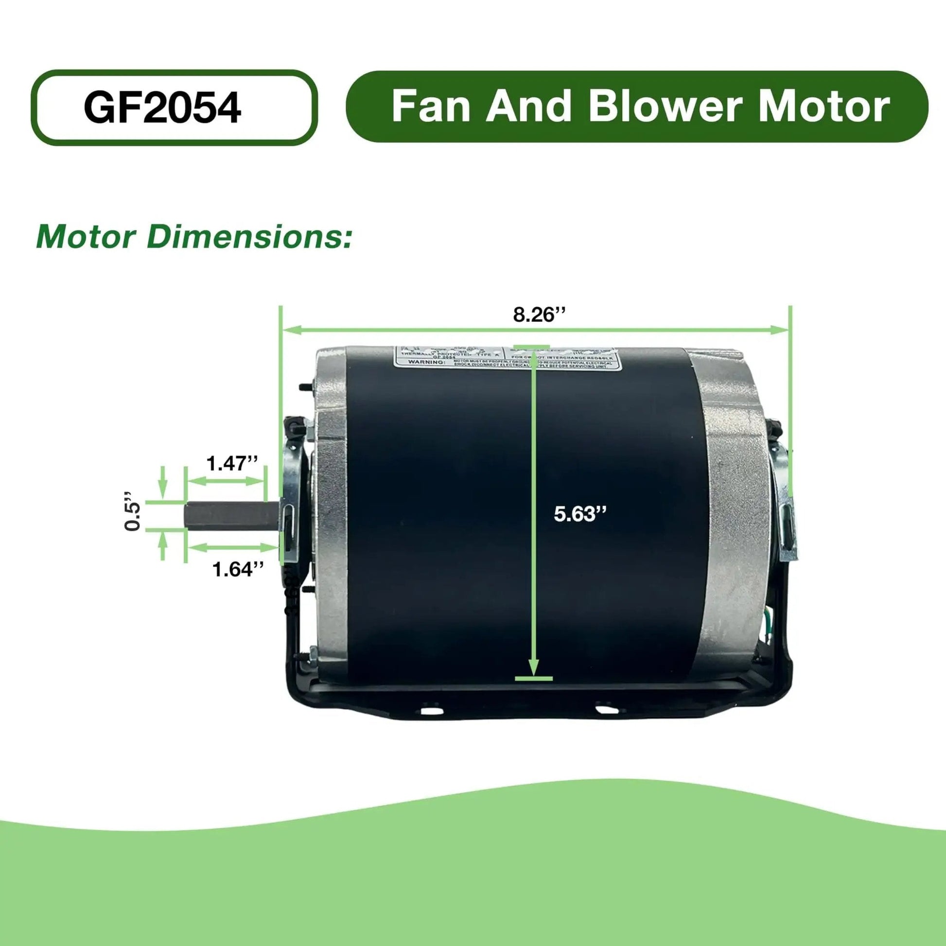 Half Horsepower Blower Motor For 115V HVAC Systems Belt Drive 1725 RPM 60 Hz 48 Frame 7.2A Reversible Rotation Replacement