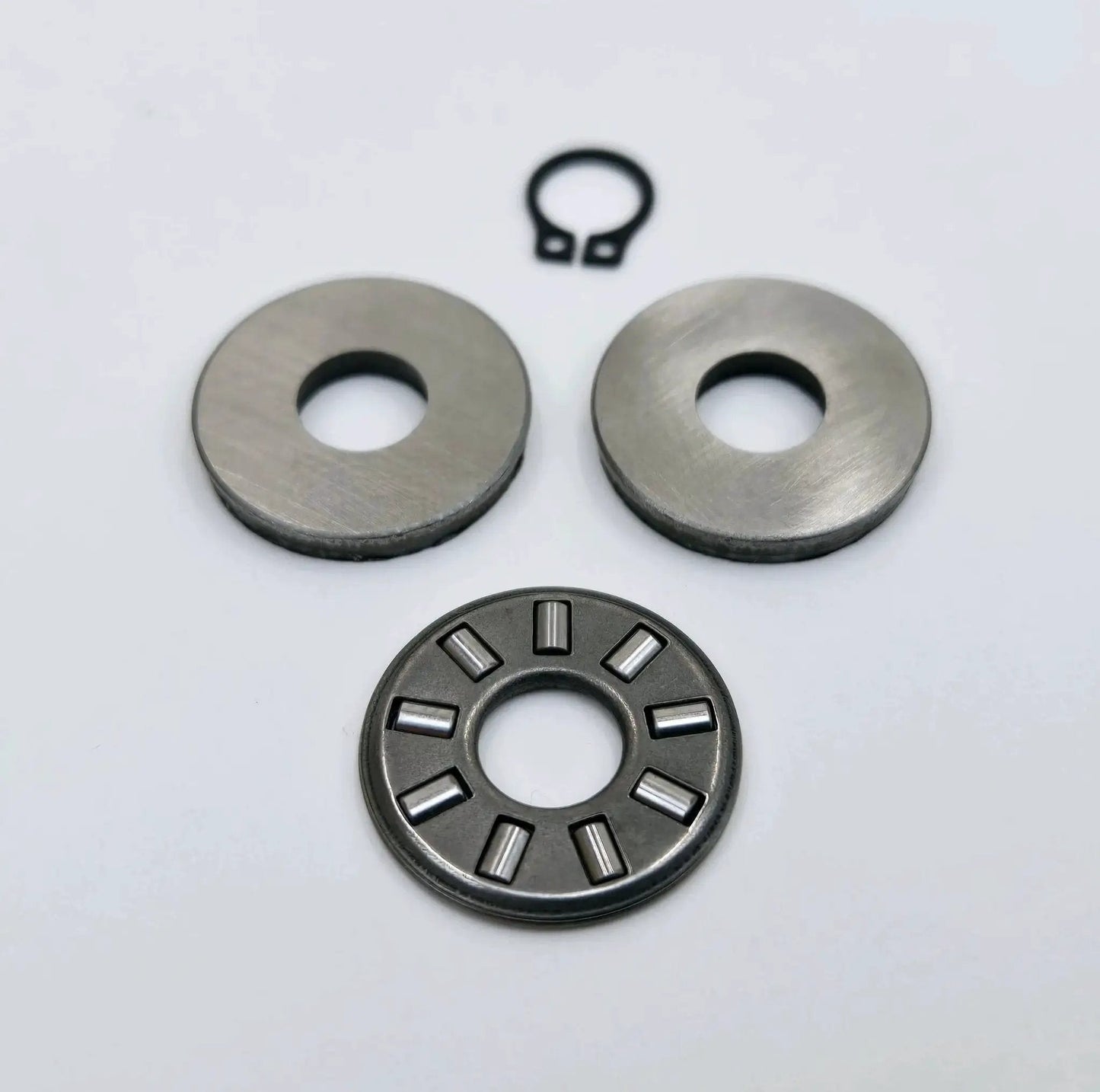 Clutch Pushrod Bearing Kit for 1984-2017 Harley Evo Twin Cam with thrust washers, needle bearing, and snap ring made in USA