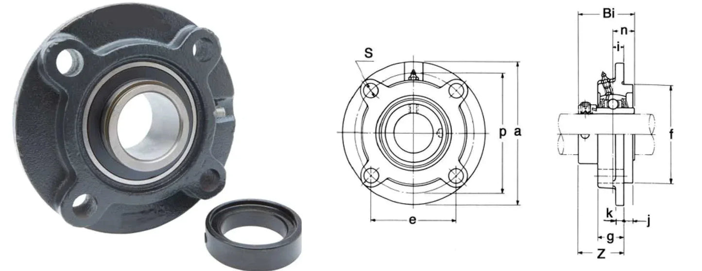 HCFC211 Flange Cartridge Bearing Unit 55mm Bore Mounted Bearing - Eccentric Collar lock