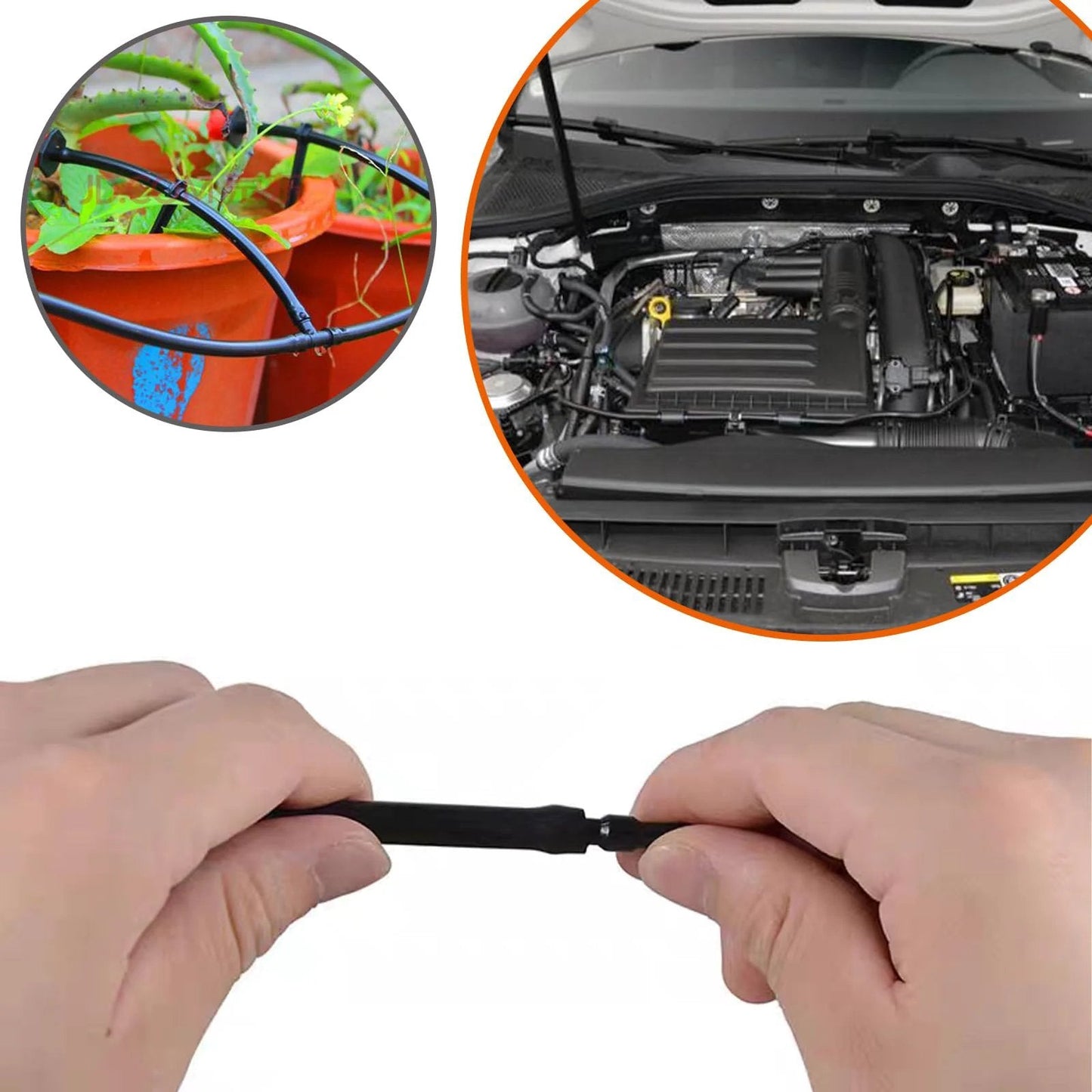 Heat Resistant Nylon Connector Kit For Automotive Vacuum Tubing MINIMARU 119 Pcs 14 Sizes shown being installed in an engine bay.