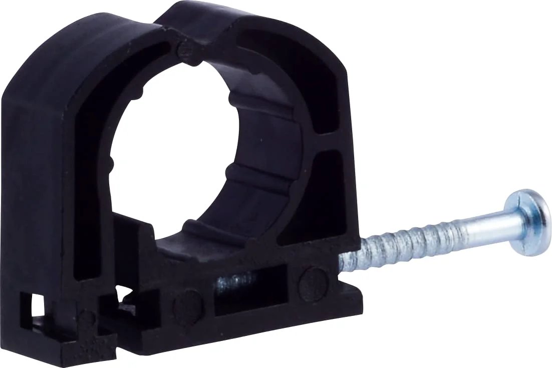 Heavy Duty One Half Inch SNail Pipe Clamp Set For PEX Copper CPVC 10 Pack close-up of non-metallic pipe support clamp
