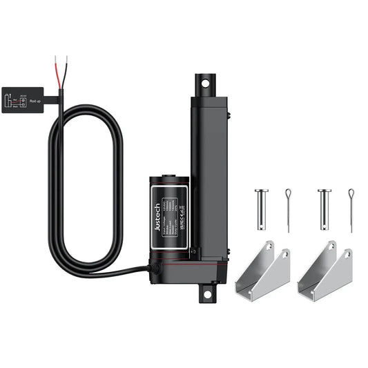 Heavy Duty 12V Linear Actuator With 225lbs Load, 1000N, 4 Inch Stroke, Silent Operation, IP65 Rated, Brackets Included Justech Black