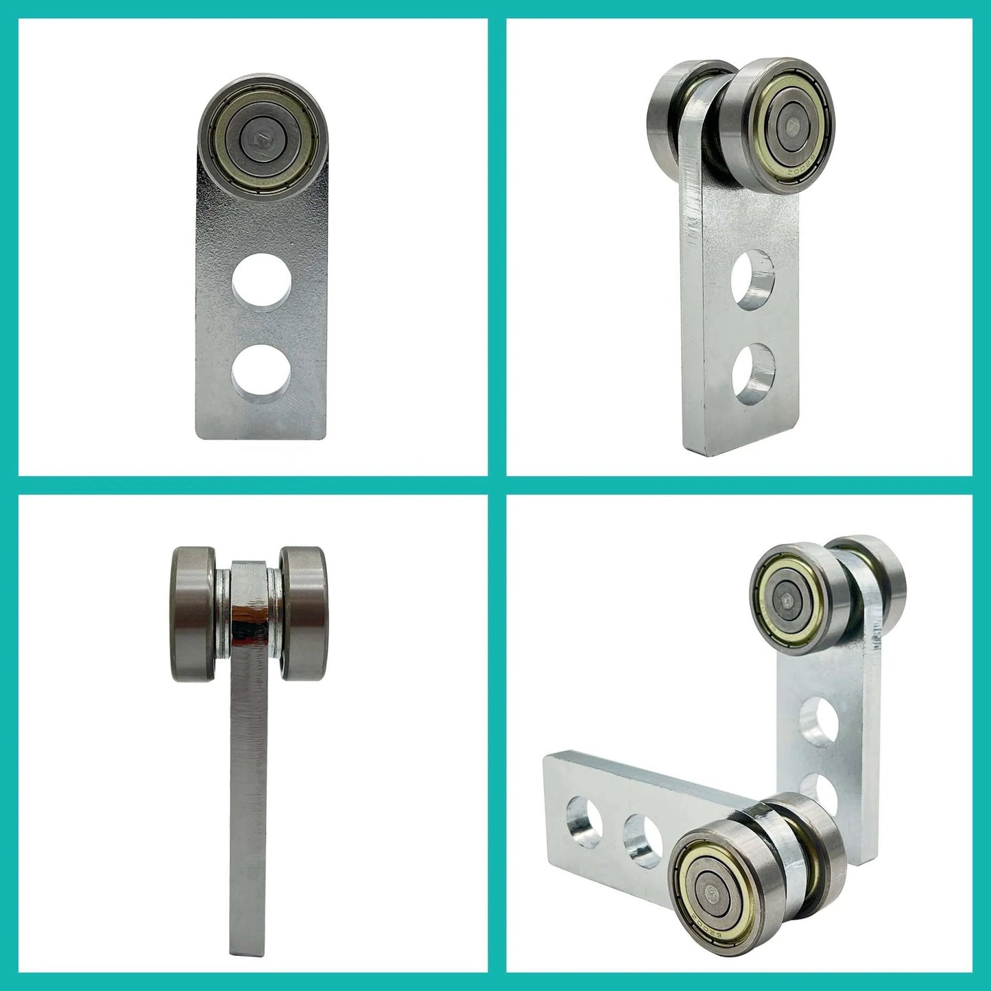2 Wheel Trolley Assembly Rollers with Double Bearings for 1-5/8 Inch Wide & Taller Strut Channel, Heavy Duty Steel, 2 PCS Set in various views