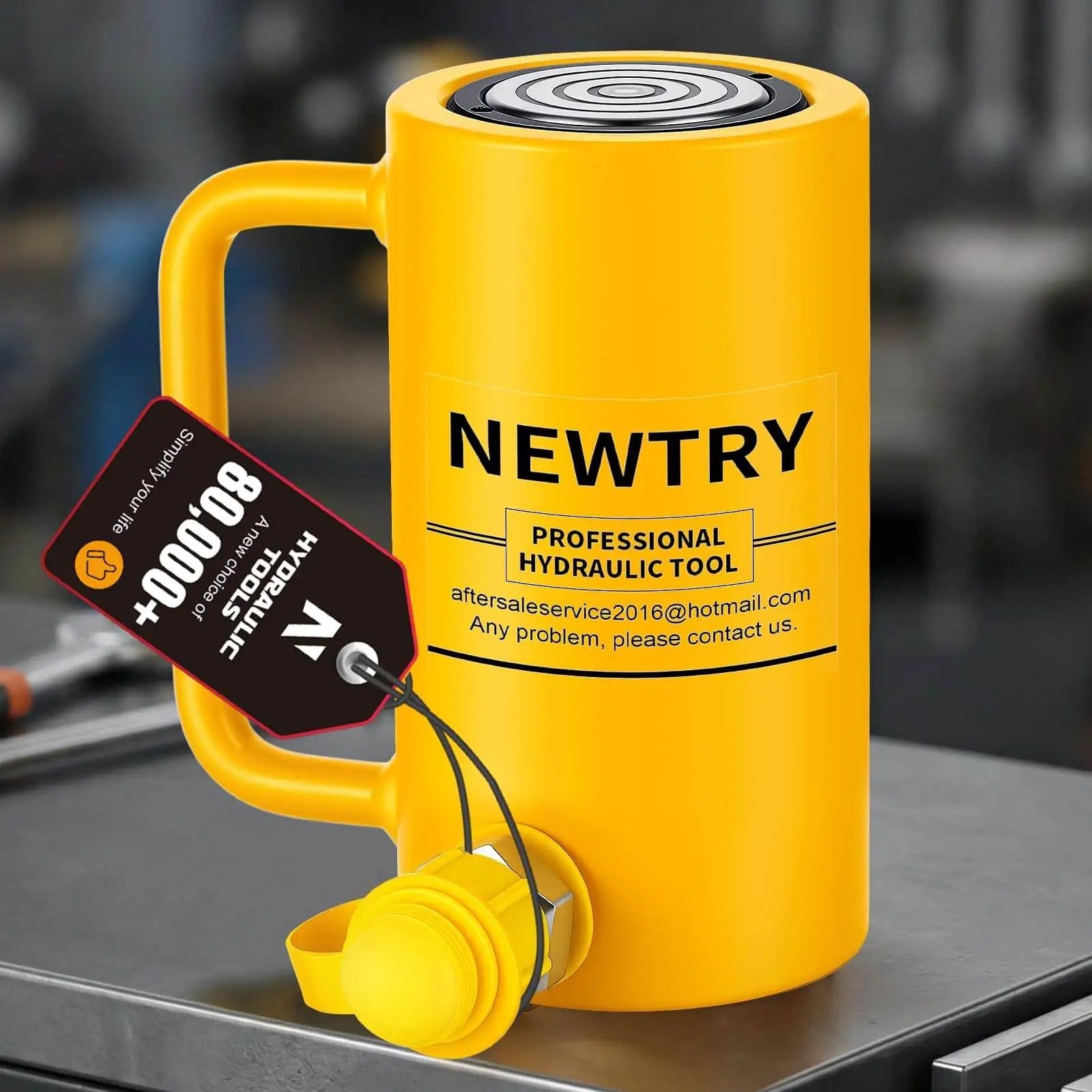 Heavy Duty 20 Ton Hydraulic Jack With 4 Inch Stroke Porta Power Ram on a workbench