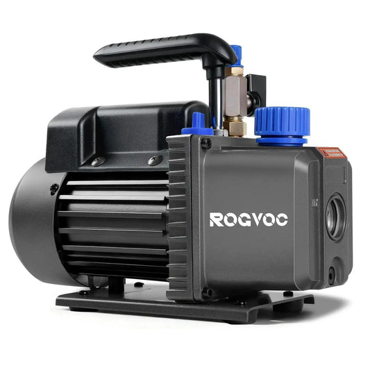 Heavy Duty Three Point Five CFM Vacuum Pump For HVAC And Auto Systems With 110V One Quarter HP Single Stage Rotary Vane Design by Rogvoc