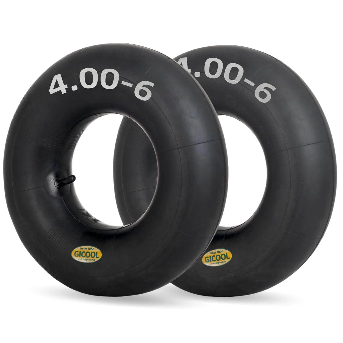 4.00-6 replacement inner tube, 2 pack with tr-13 valve stem, heavy duty, for 13" tires wheelbarrow garden utility, front view