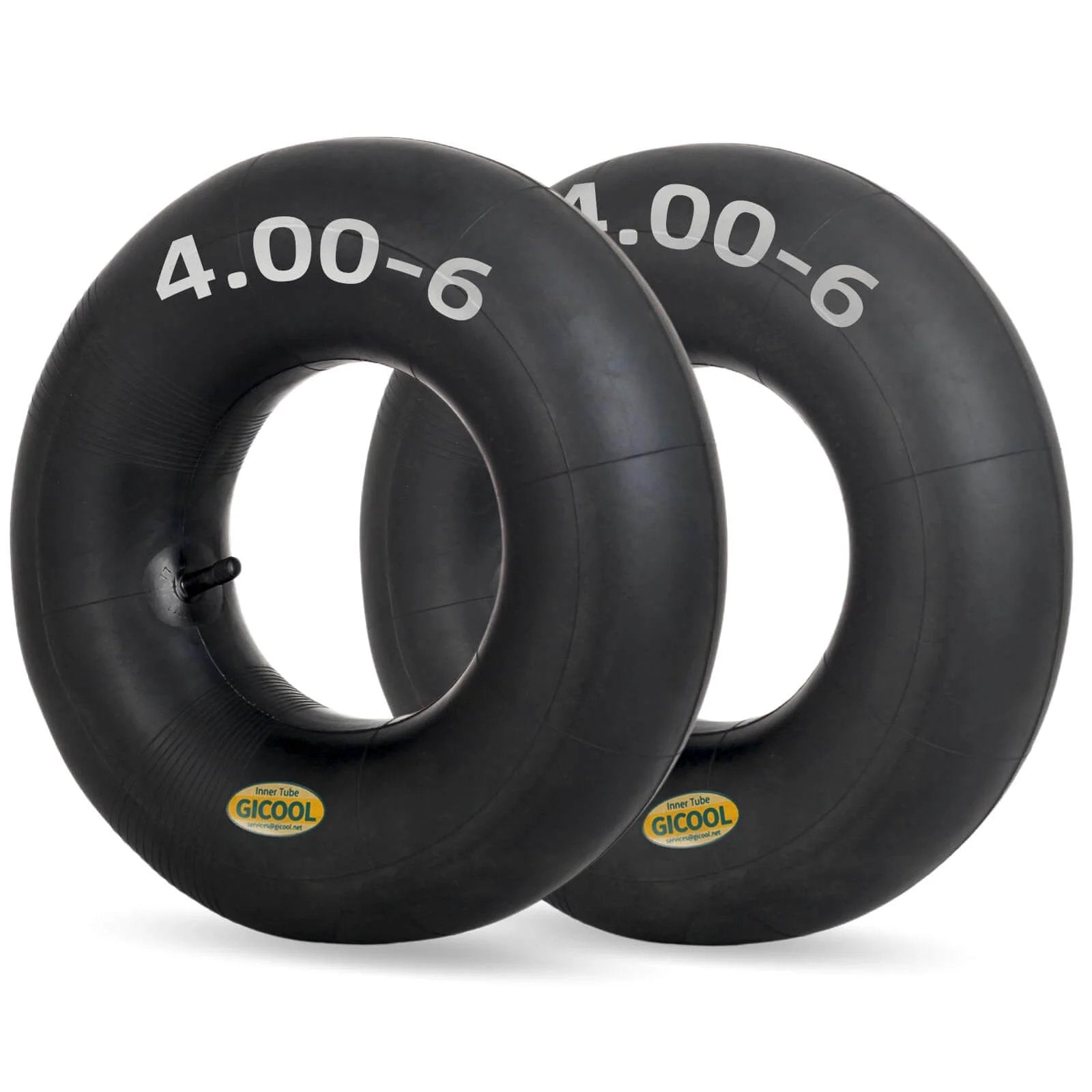 4.00-6 replacement inner tube, 2 pack with tr-13 valve stem, heavy duty, for 13" tires wheelbarrow garden utility, front view