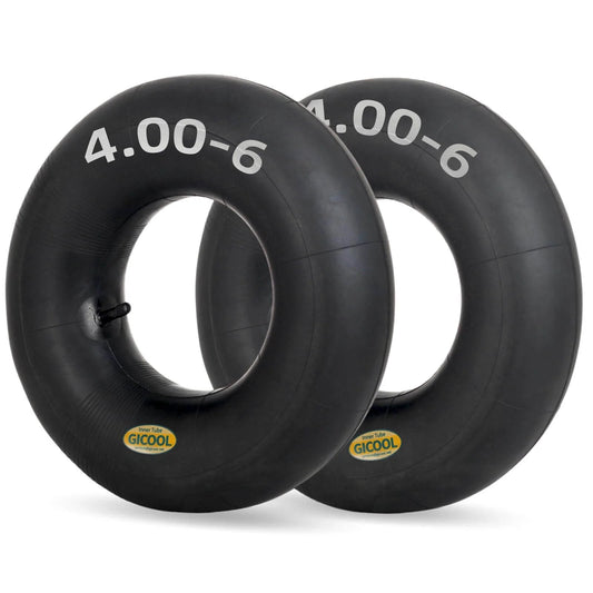 4.00-6 replacement inner tube, 2 pack with tr-13 valve stem, heavy duty, for 13" tires wheelbarrow garden utility, front view