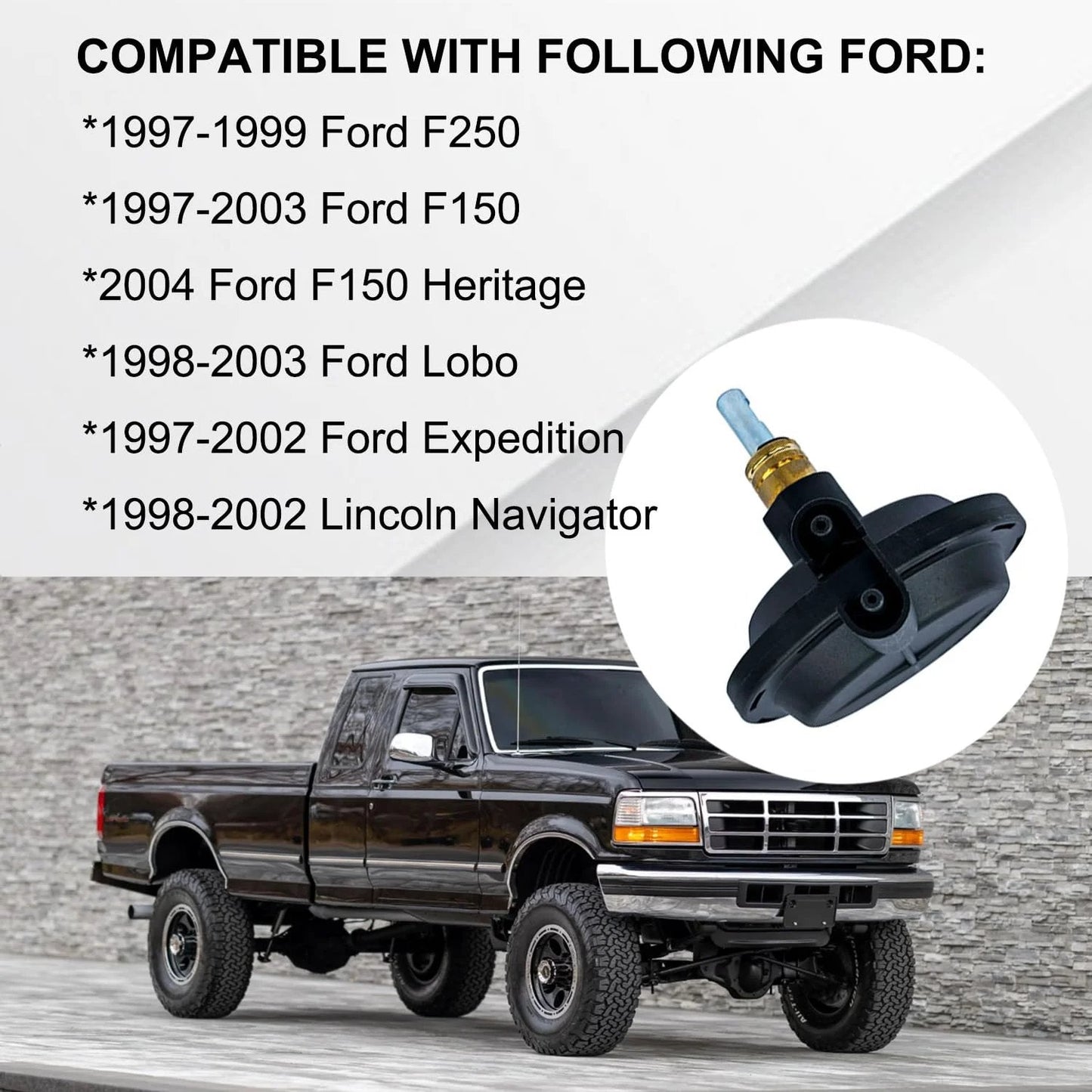 Heavy Duty 4WD Vacuum Actuator For Ford F150 F250 1997 2004 Expedition And Lincoln Navigator Direct Plug N Play Replacement With OEM Fit Compatible With F65Z-3G360-BA 1S10933 600-300 TCA-34 No Cutting Easy Install close-up view of actuator on black Ford truck background