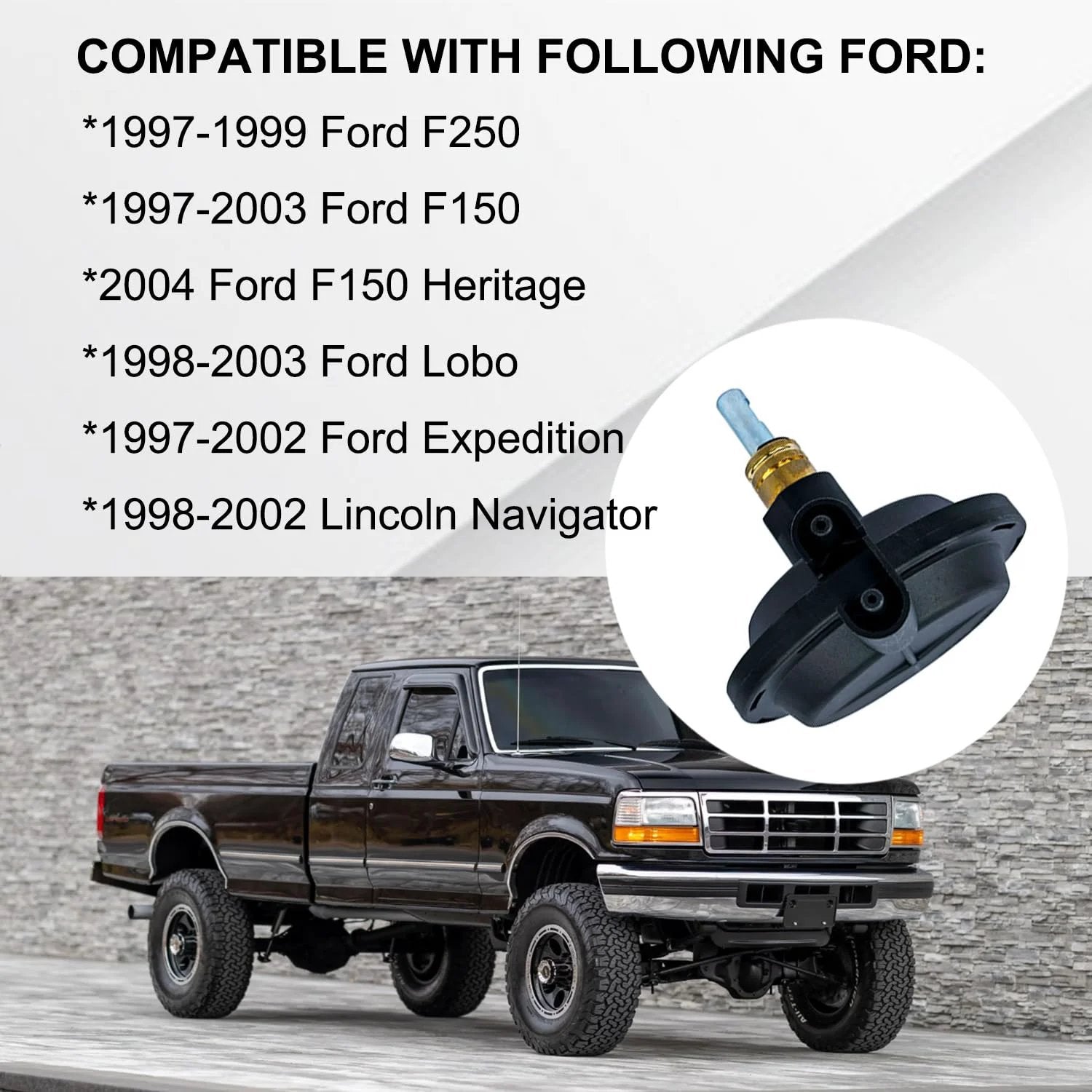 Heavy Duty 4WD Vacuum Actuator For Ford F150 F250 1997 2004 Expedition And Lincoln Navigator Direct Plug N Play Replacement With OEM Fit Compatible With F65Z-3G360-BA 1S10933 600-300 TCA-34 No Cutting Easy Install close-up view of actuator on black Ford truck background