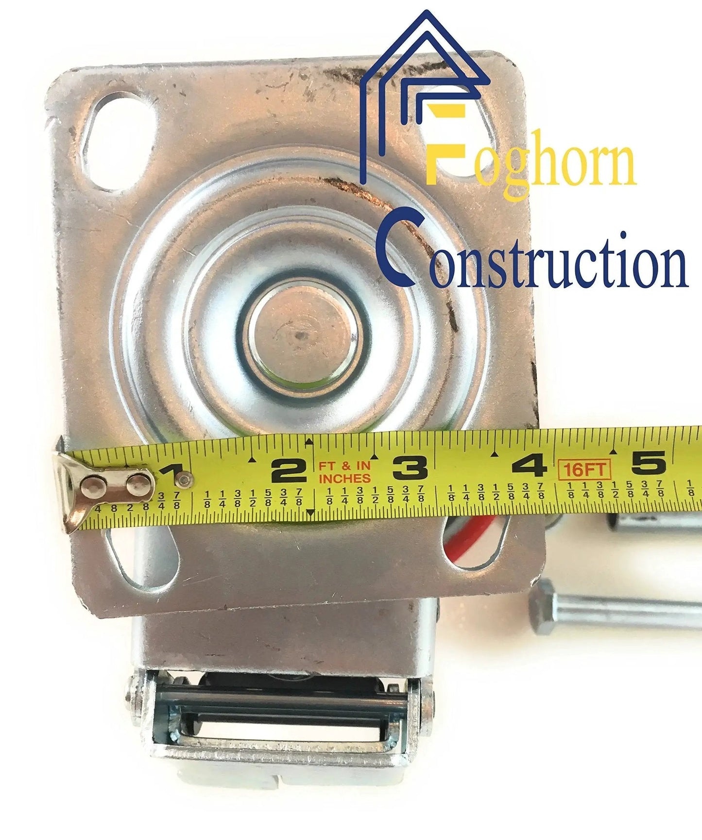Top view of Industrial 6 Inch By 2 Inch Caster Set Of 4 With Two Fixed And Two Swivel Wheels Brakes Cast Iron Plate
