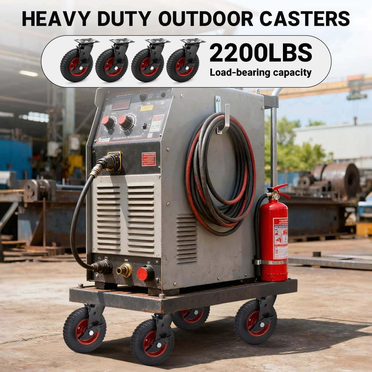 8 inch outdoor heavy duty rubber caster wheels designed for rough terrain, industrial swivel casters with brake for.