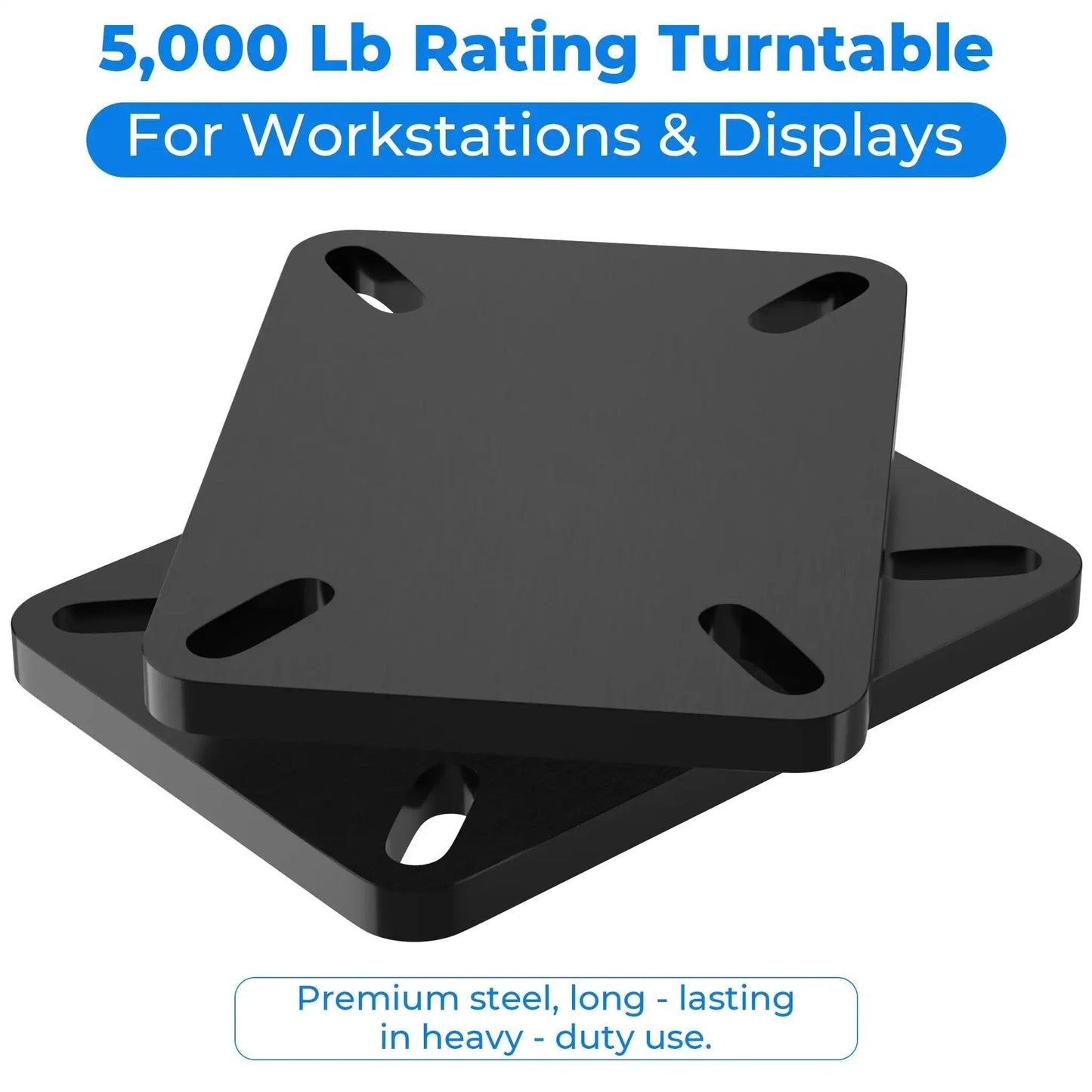 Greaseable 5000 Lb Rating Heavy Duty Bearing Plate Turntable For Workstations And Displays, Black Steel Platform, front view