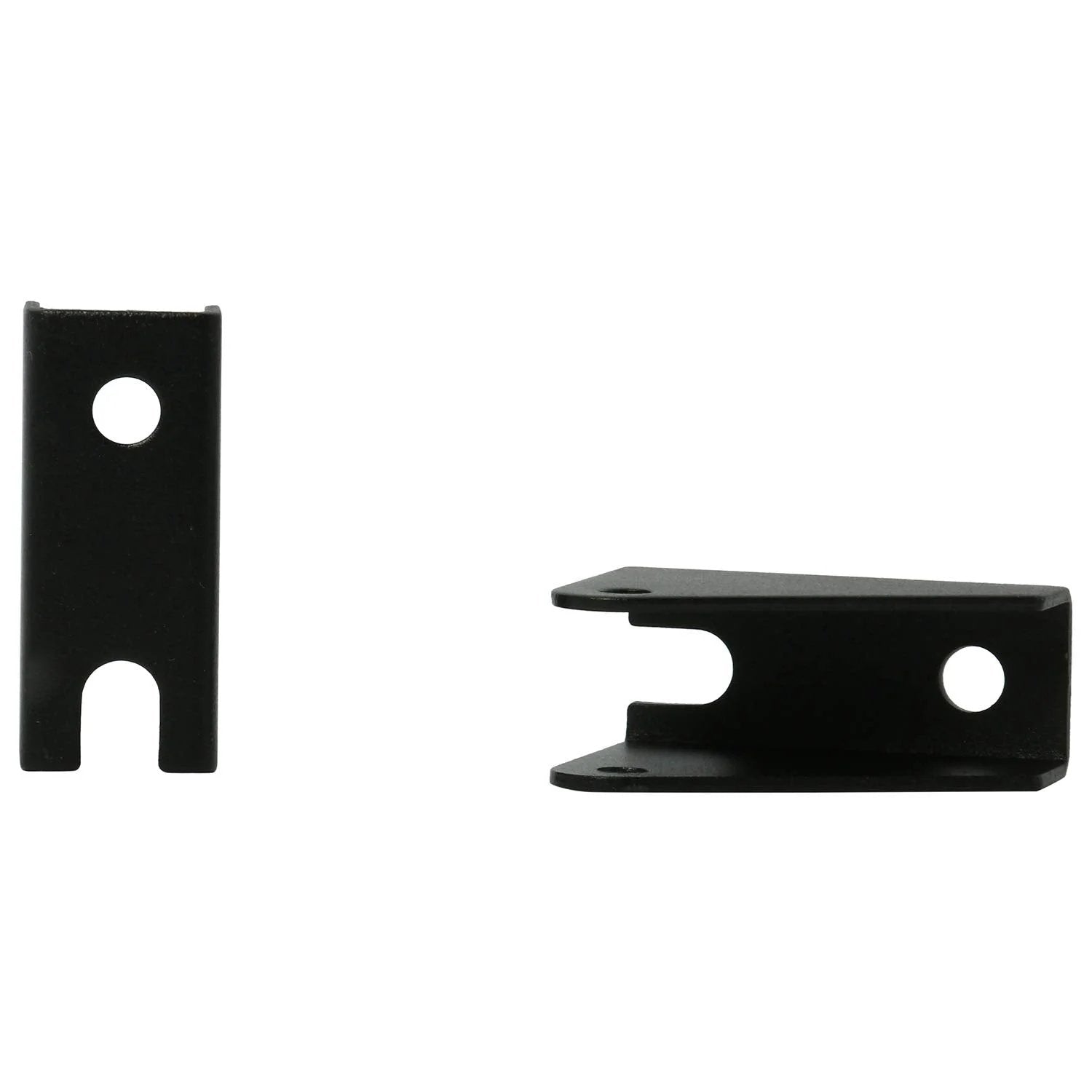 Heavy Duty Black Steel Mounting Brackets For Linear Actuators, Two Pack, 6mm Mount Holes, side view of brackets.
