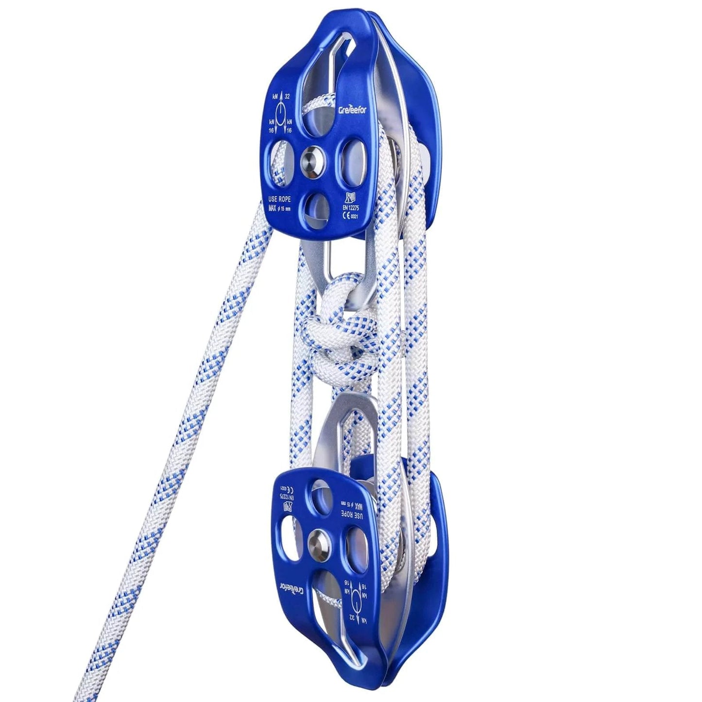 Heavy-Duty Double Block and Tackle Pulley System with 100Ft x 1/2'' Rope, 7700 LB Breaking Strength, 4:1 Lifting Ratio