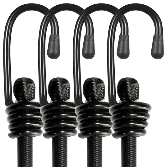Heavy Duty Bungee Cords With Hooks 24 Inch Set Of 4 No Odour Elastic Straps For Securing Tarps Luggage Tents Bikes