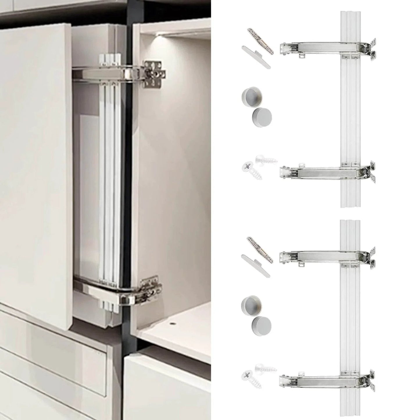 2 Sets Opening Door Hinge Set 180° Parallel Opening Cabinet Wardrobe Door Sliding Load-Bearing 17.6lbs Heavy Duty Hinge