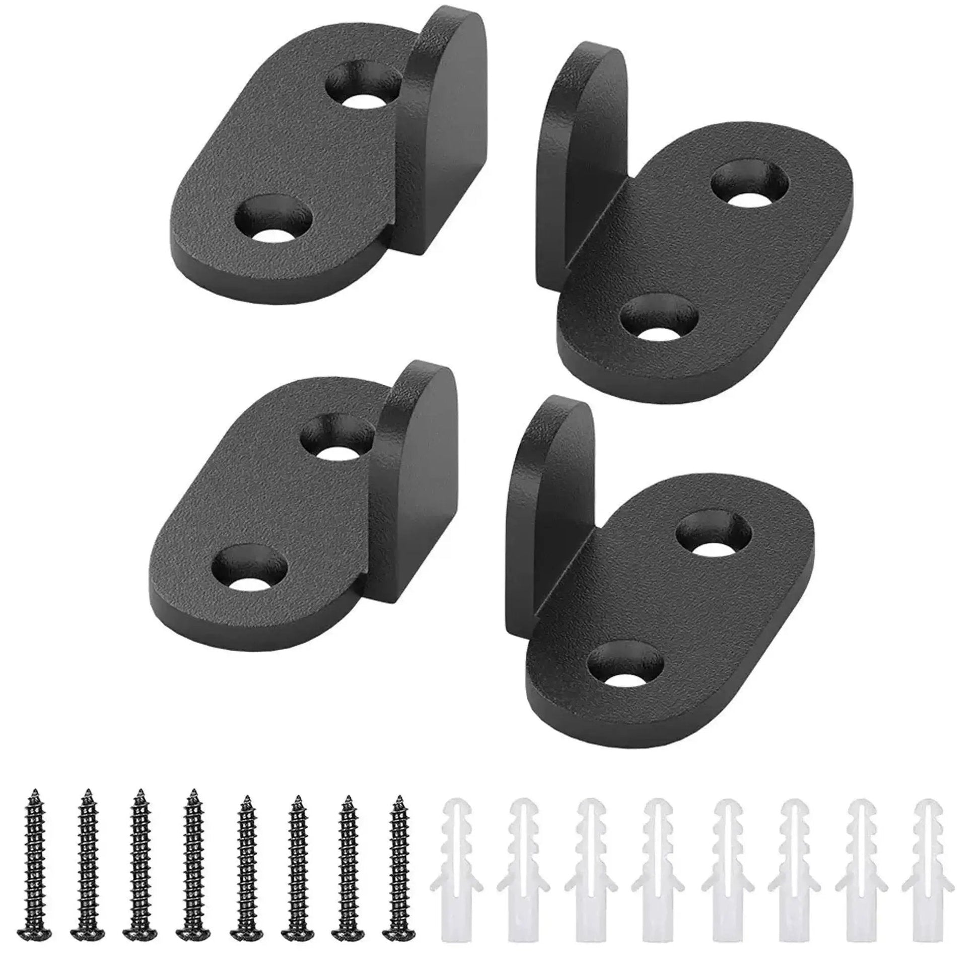 Heavy Duty Carbon Steel Barn Door Floor Guide Set, Adjustable Floor Rails For Grooved Or Non Grooved Sliding Doors, 4 Pack, Black Finish