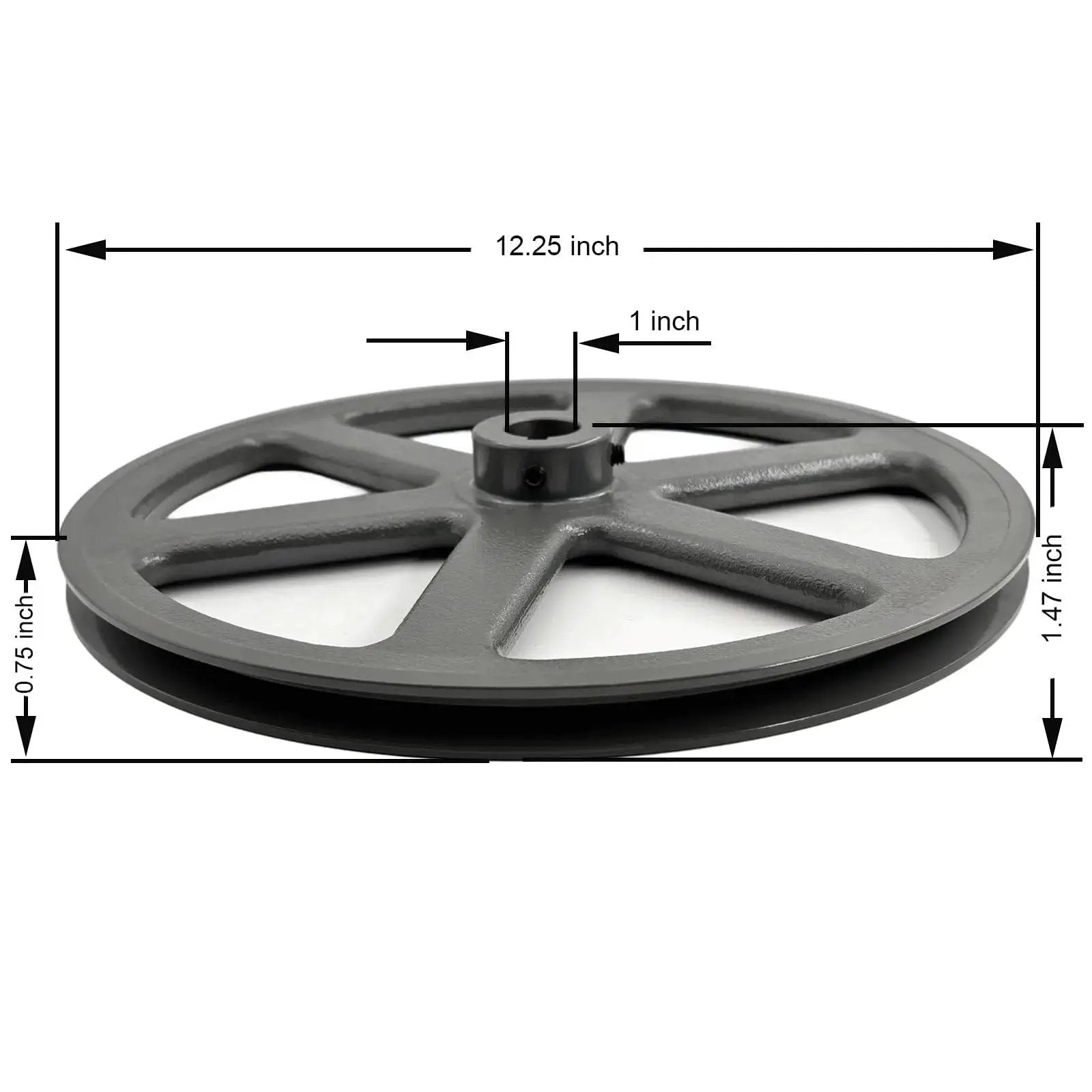 Heavy Duty Cast Iron V Belt Pulley With 12.25 Inch Outer Diameter And 1 Inch Bore One Groove Motor Pulley For A 3L And 4L V Belts