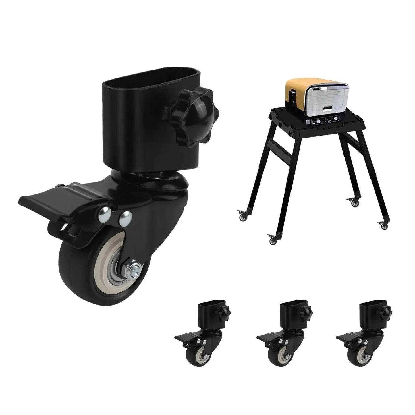Heavy Duty Caster Wheel Kit With 360 Degree Swivel And Brake for Ninja XSKUNSTAND, steel construction for Ninja grills and ovens