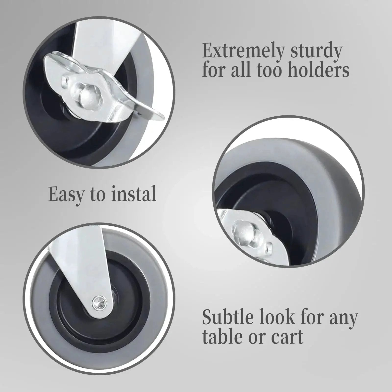 Close-up of 4 Inch Heavy Duty Swivel Casters With Threaded Stem M8 1.25 X 25mm Locking Castors Set Of 4 For Furniture Workbenches And Carts